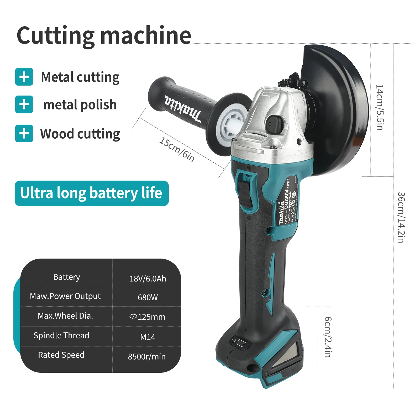 NEW 2026Makita DGA504 125mmCor - Brushless Angle Grinder Battery Powered recension och pris
