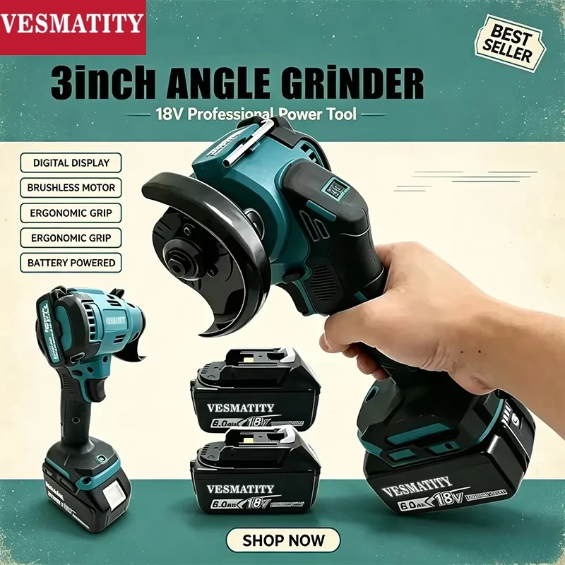 Digital Display Brushless Mini - Brushless Angle Grinder Battery Powered recension och pris