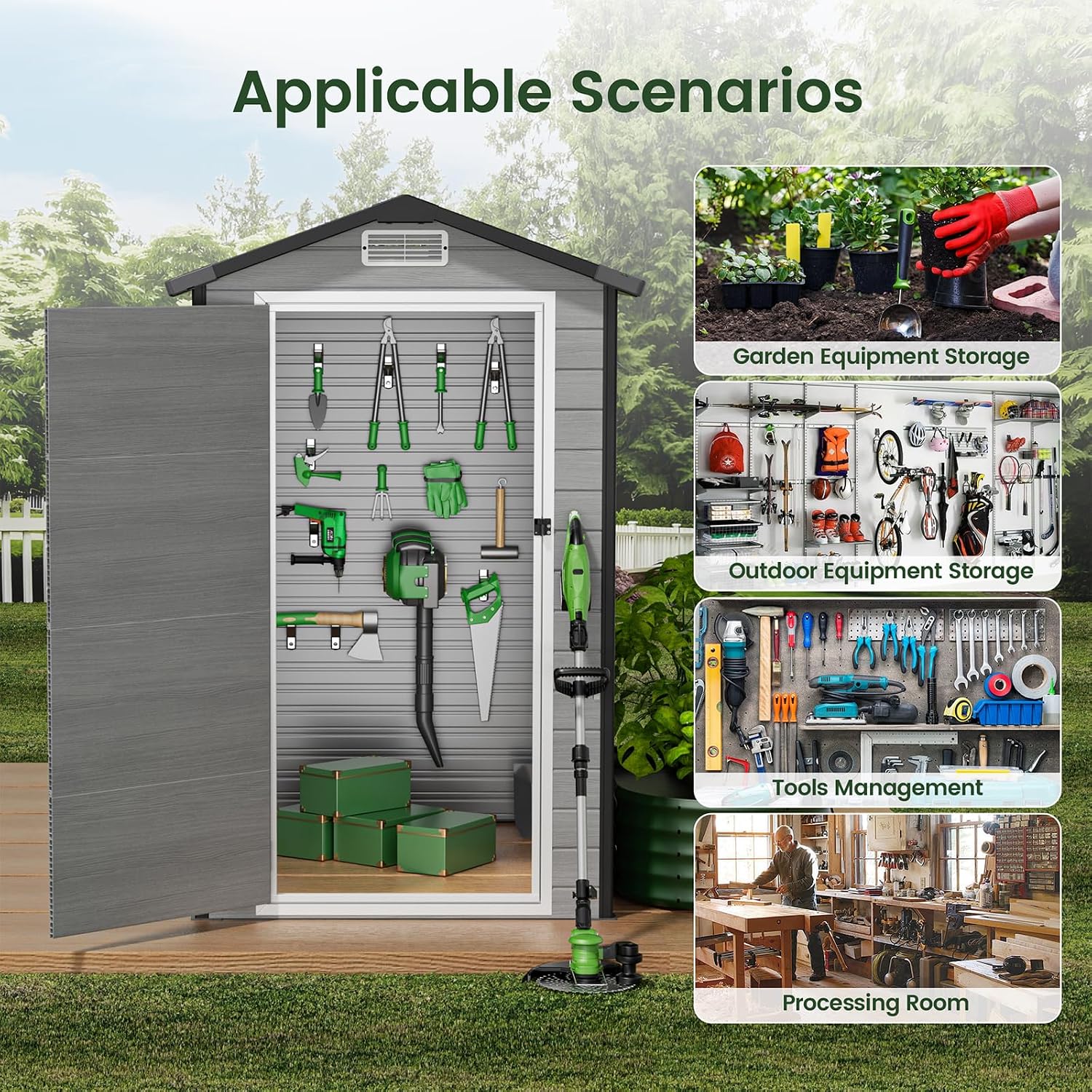 Outdoor Storage Shed with Floo - Garden Tools recension och pris