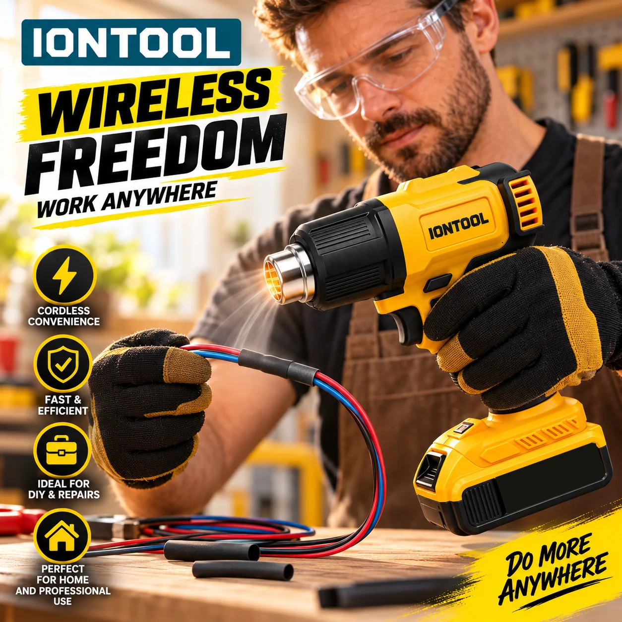 IONTOOL Yellow 550℃ Fast Heati - Cordless Heat Gun For Shrink Tubing recension och pris