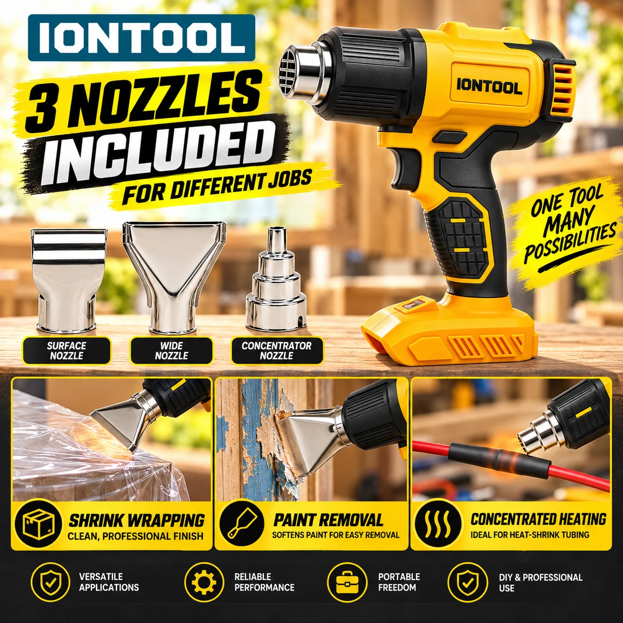 IONTOOL Yellow 550℃ Fast Heati - Cordless Heat Gun For Shrink Tubing recension och pris